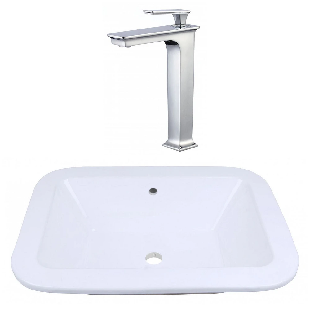 American Imaginations 21.75-in. W Drop In White Bathroom Vessel Sink Set For Deck Mount Drilling AI-22485