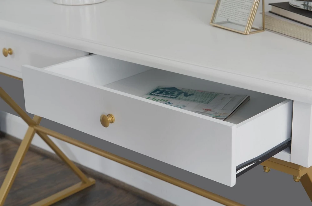 Parker White and Gold Campaign Desk