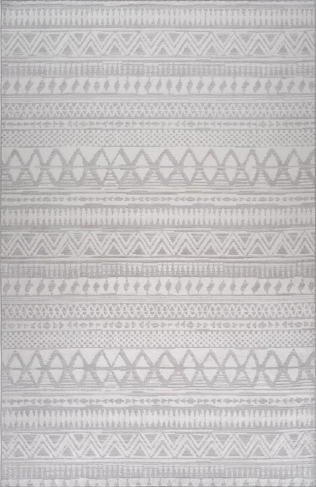 Tapis d'interieur abstrait Rug Branch Cadence, gris creme, bohème - Salon, chambre, salle a manger et cuisine
