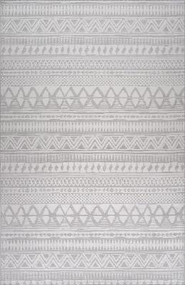 Tapis d'interieur abstrait Rug Branch Cadence, gris creme, bohème - Salon, chambre, salle a manger et cuisine