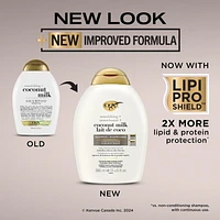 Shampooing hydratant OGX nourrissant + lait de coco, ce shampooing hydratant et réparateur hydrate pour des cheveux doux dès le premier emploi, sans parabènes ni surfactants sulfatés 385 ml