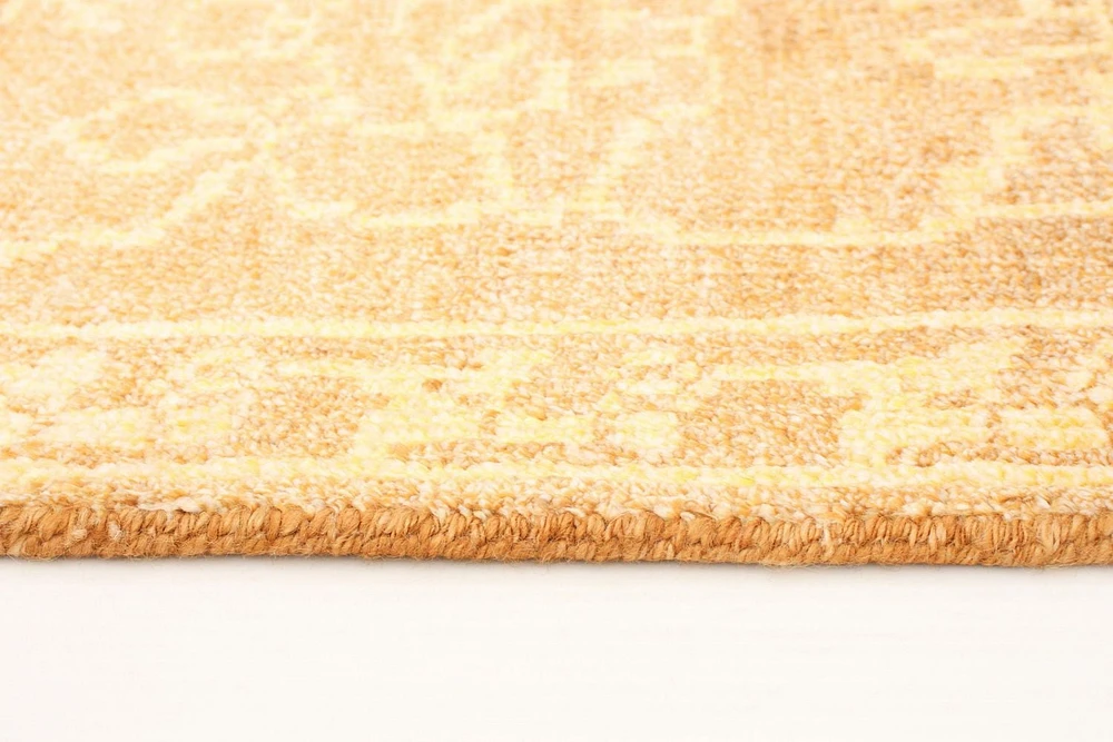 ECARPETGALLERY Tapis Noué à la Main pour Salon, Salle à Manger et Chambre à Coucher Transitionnel Collection Jules Oushak 7'0" x 9'9" en Jaune