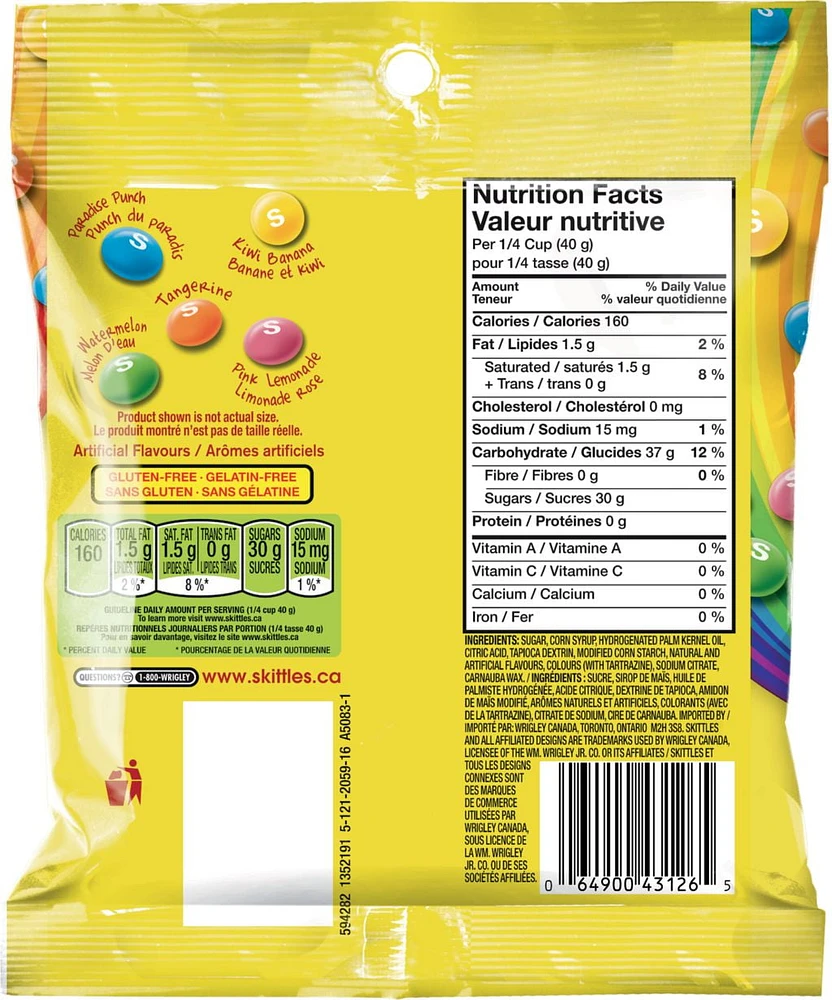 SKITTLES, Brightside Chewy Candy, Bag, 191g