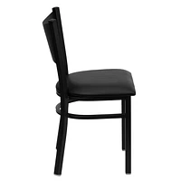 2 Pk. HERCULES Series Black Coffee Back Metal Restaurant Chair - Black Vinyl Seat