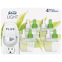 Febreze Plug In Air Freshener, Odor-Fighting Scented Oil Starter Kit, Bamboo Scent, Warmer + 4 Refill