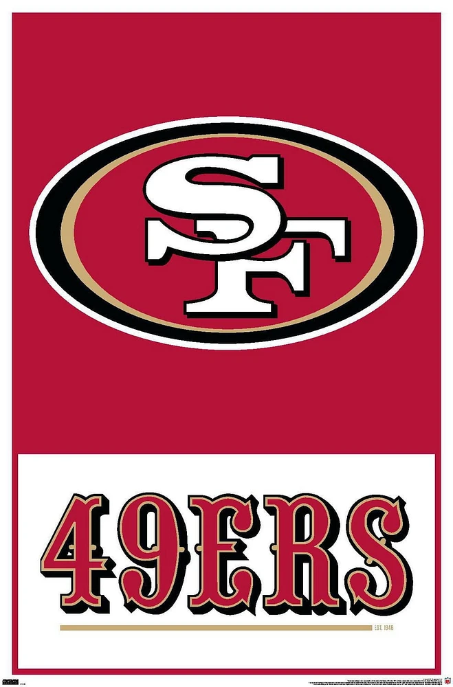 NFL San Francisco 49ers - Logo 21 Wall Poster, 22.375" x 34" Framed