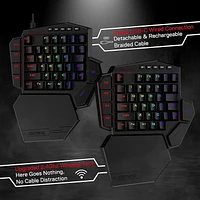 Redragon K585 DITI Wireless One-Handed Mechanical Keyboard, 42 Keys 2.4Ghz RGB 40% Gaming Keypad with 7 Onboard Macro Keys, Detachable Wrist Support (Blue Switch)