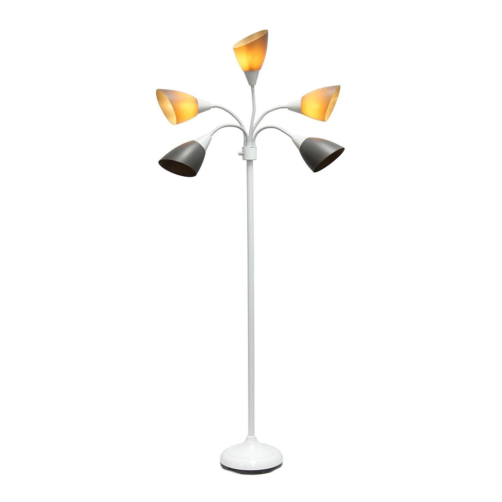 Simple Designs Lampadaire à col de cygne réglable à 5 lumières