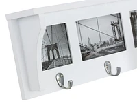 Kiera Grace Riley Wall Shelf and Picture Collage With Three Hooks, 18.75"L x 4"D X 7"H, White