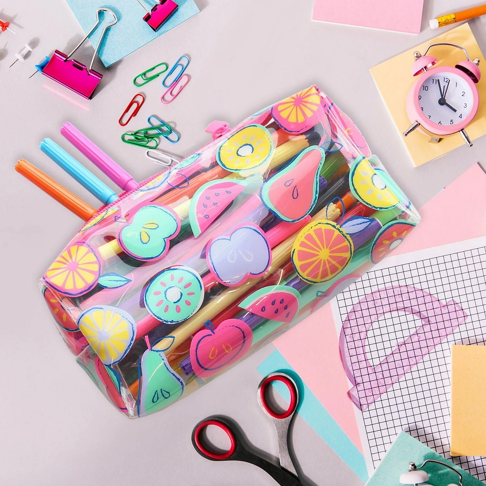 Pen + Gear Clear Fashion Pencil Pouch with Mixed Fruit Print