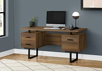 Monarch Specialties Computer Desk, Home Office, Laptop, Left, Right Set-up, Storage Drawers, 60"l, Work, Metal, Laminate, Walnut, Black, Contemporary, Modern