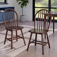 Windsor 2pc Chair Set Walnut Finish