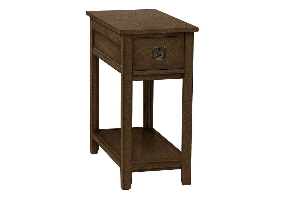 Monarch Specialties  Table D'appoint, Bout, Table D'appoint, Table De Nuit, Chambre À Coucher, Étroit, Tiroir De Rangement, Placage Brun, Transitionnel