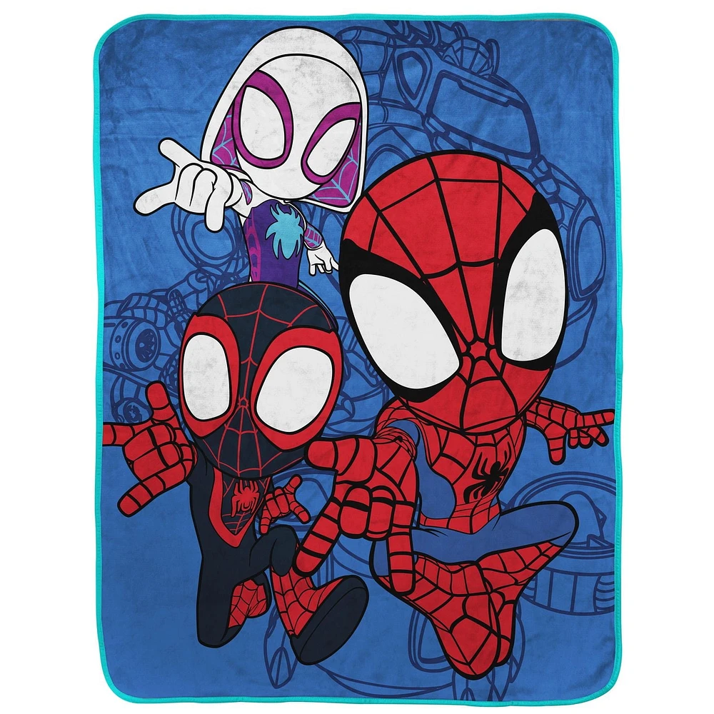 Spider-Man 'Spidey et ses Amis Extraordinaires - Équipe de Trois' Jeté en Molleton Toucher Soie pour Enfants, 100 % Polyester