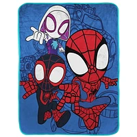 Spider-Man 'Spidey et ses Amis Extraordinaires - Équipe de Trois' Jeté en Molleton Toucher Soie pour Enfants, 100 % Polyester