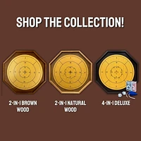 Tradeopia Jeu de Crokinole en Bois Brun 2-en-1, Retournez le Plateau pour Jouer aux Échecs ou aux Dames