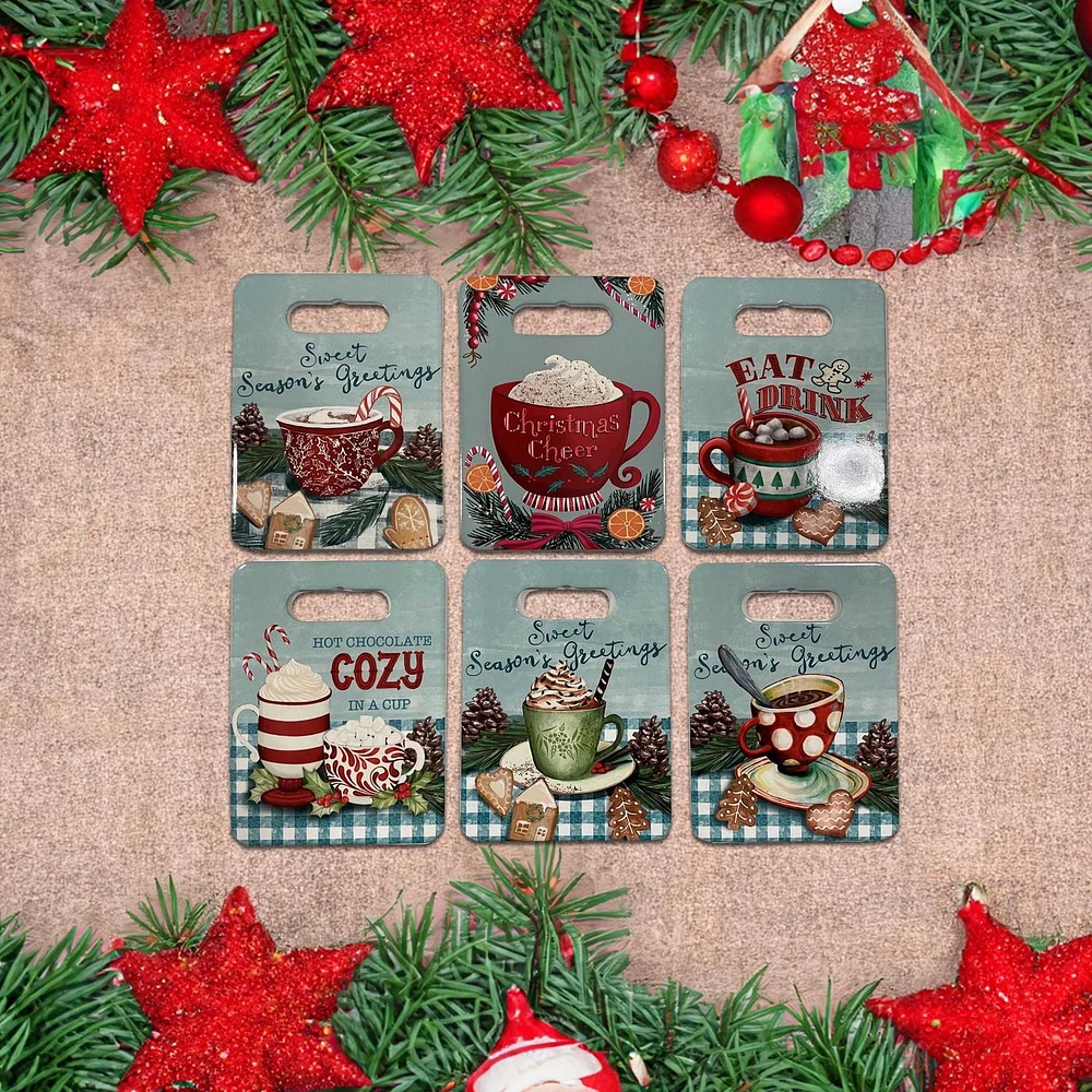 Noël 9.5 "Forme De La Planche À Découper Forme De Chocolat Chaud - Ensemble De 6