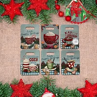 Noël 9.5 "Forme De La Planche À Découper Forme De Chocolat Chaud - Ensemble De 6