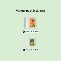 FoodSaver Vacuum Sealer Bags for Airtight Food Storage and Sous Vide, Variety Pack, 8" x 20' and 11" x 16', 5 Count