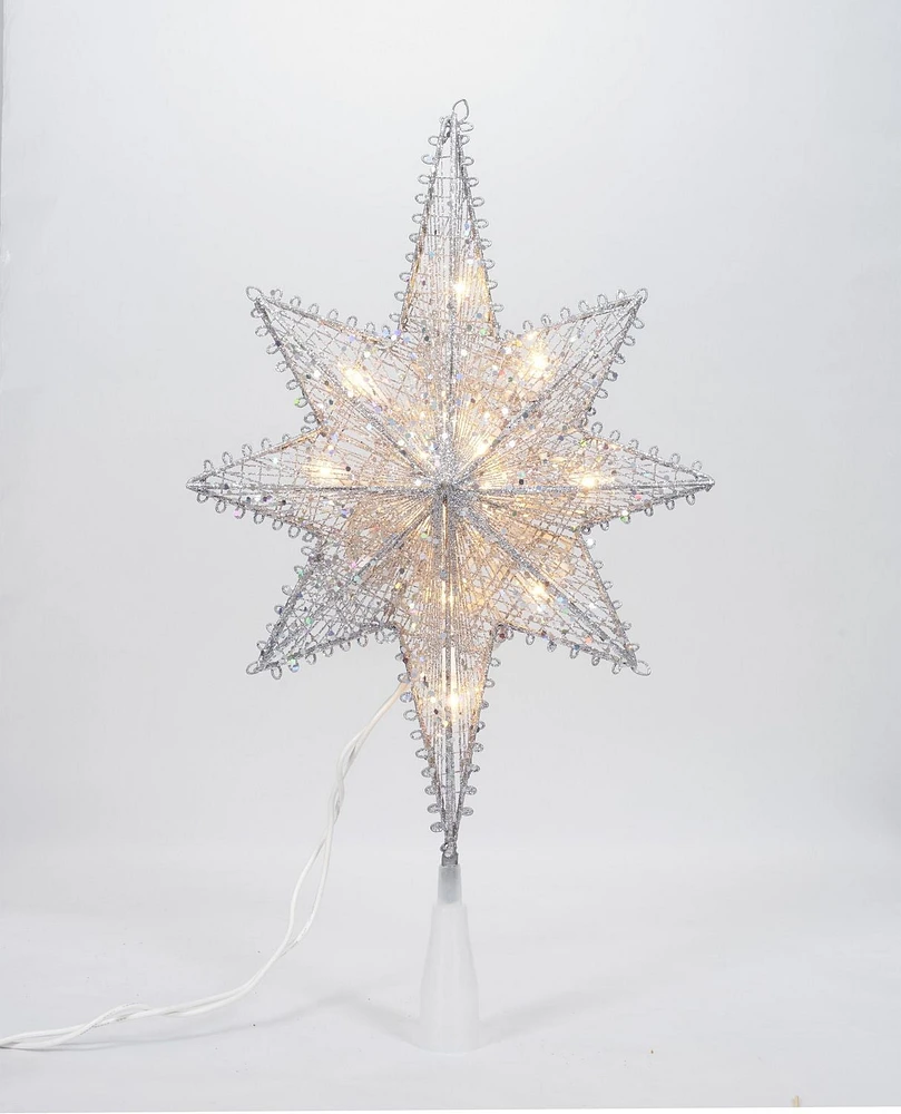 Holiday Time Christmas Tree Topper, Silver Liberty Star, 14.7"