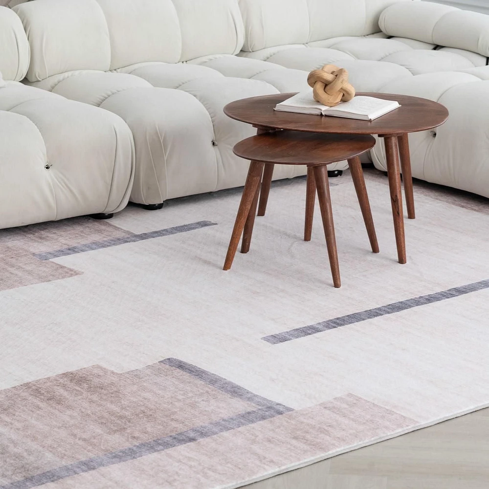 Rug Branch Eclipse Mid-Century Modern Indoor Area Rug, Beige Brown, Geometric - Living Room, Bedroom, Dining Room, and Office<br>