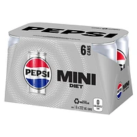 Pepsi Diet Cola 6 x 222mL, Mini Cans, 6x222mL