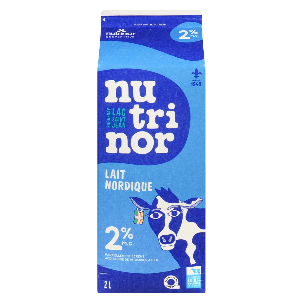 2L Milk 2% carton Nutrinor, 2L partly skimmed