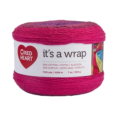 Red Heart® It's a Wrap Yarn, Blended Fiber #1 Super Fine, 7oz/200g, 1100 Yards, Soft, drapey color-block yarn