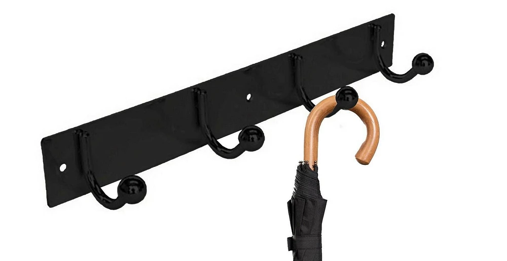 era Bar Wall 4 Hook Black, 12.60inx2.16in