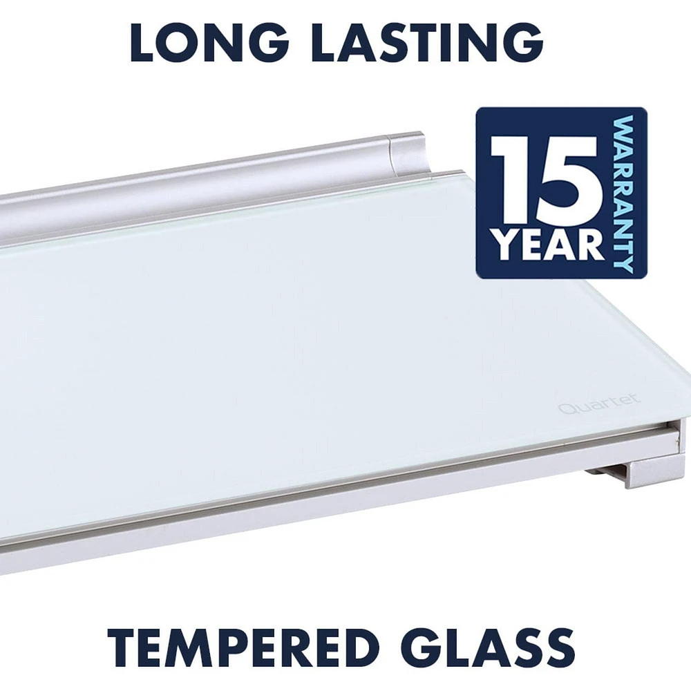 Bloc de bureau en verre Desktop Glass effaçable à sec, 18 po X 6 po