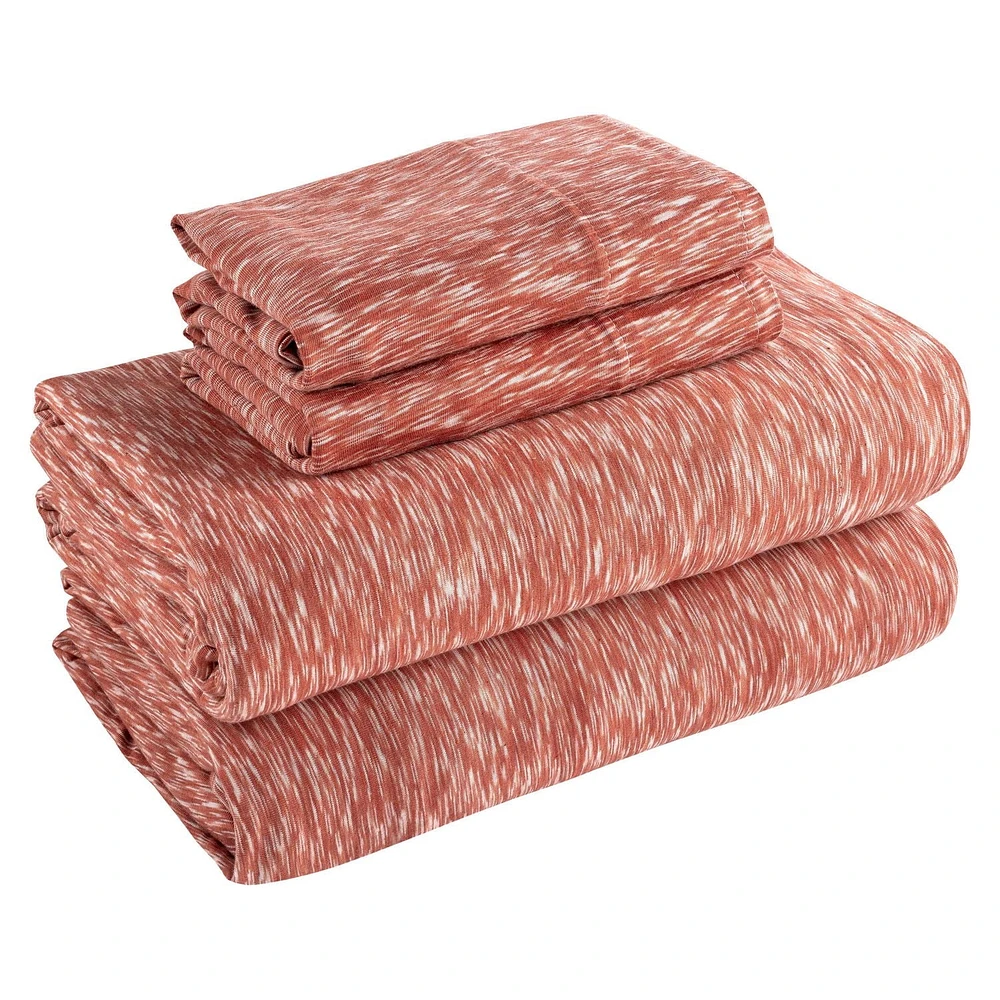 Mainstays Extra Soft Adult Jersey Bed Sheet Set, Twin-XL, Red Canyon Crackle, 3 Pieces