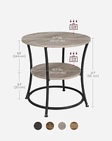 Boutique Home Side Round End Table with 2 Shelves Ideal for Living Room, Den or Bedroom