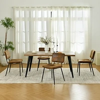 Homy Casa 5-Piece Dining Set, 63-inch Wooden Table with 4 Upholstered Chairs, Modern Dining Room