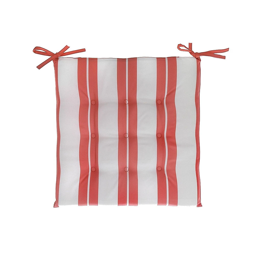 Boston Extérieur Cabana Stripe Tufted Chaid Pad Orange 16 X 16 - Ensemble De 2
