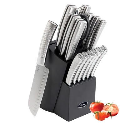Oster Wellisford 14 Piece Cutlery Set W/Black Block - Textured Handle