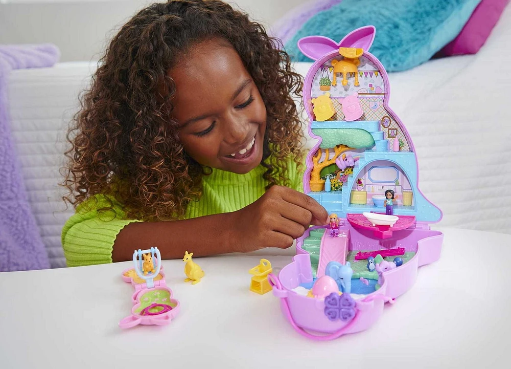 Polly Pocket Mama and Joey Kangaroo Purse Compact Playset with 2 Micro Dolls and Accessories