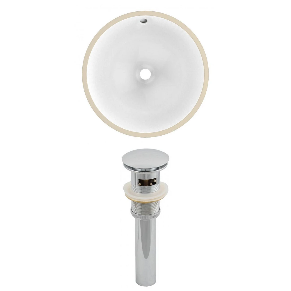 15.25-in. W Round Bathroom Undermount Sink Set In White - Chrome Hardware - Overflow Drain Incl. AI-12815