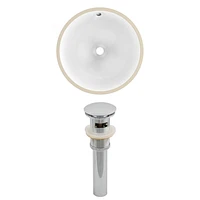 15.25-in. W Round Bathroom Undermount Sink Set In White - Chrome Hardware - Overflow Drain Incl. AI-12815