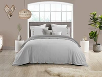 Reversible Natural Crinkle Fabric Ultra Soft Solid Duvet Cover Set - Beautiful Button Closure