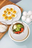 Electric Mini Food Steamer and  Egg Cooker with Auto Shut Off Feature - White