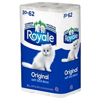 Royale Original Toilet Paper, 30 Equal 62 Bathroom tissue rolls, 2-Ply, 251 Sheets a Roll