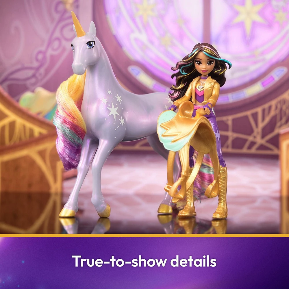 Unicorn Academy, Coffret Sophia & Wildstar avec 2 accessoires d'équitation et un accessoire de coiffure, poupées et licornes pour filles à partir de 4 ans