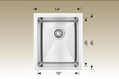 American Imaginations 14 po. Évier de cuisine en acier inoxydable W avec 1 bol et calibre 18