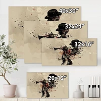 Designart Femme jouant de la trompette de jazz Art mural sur toile