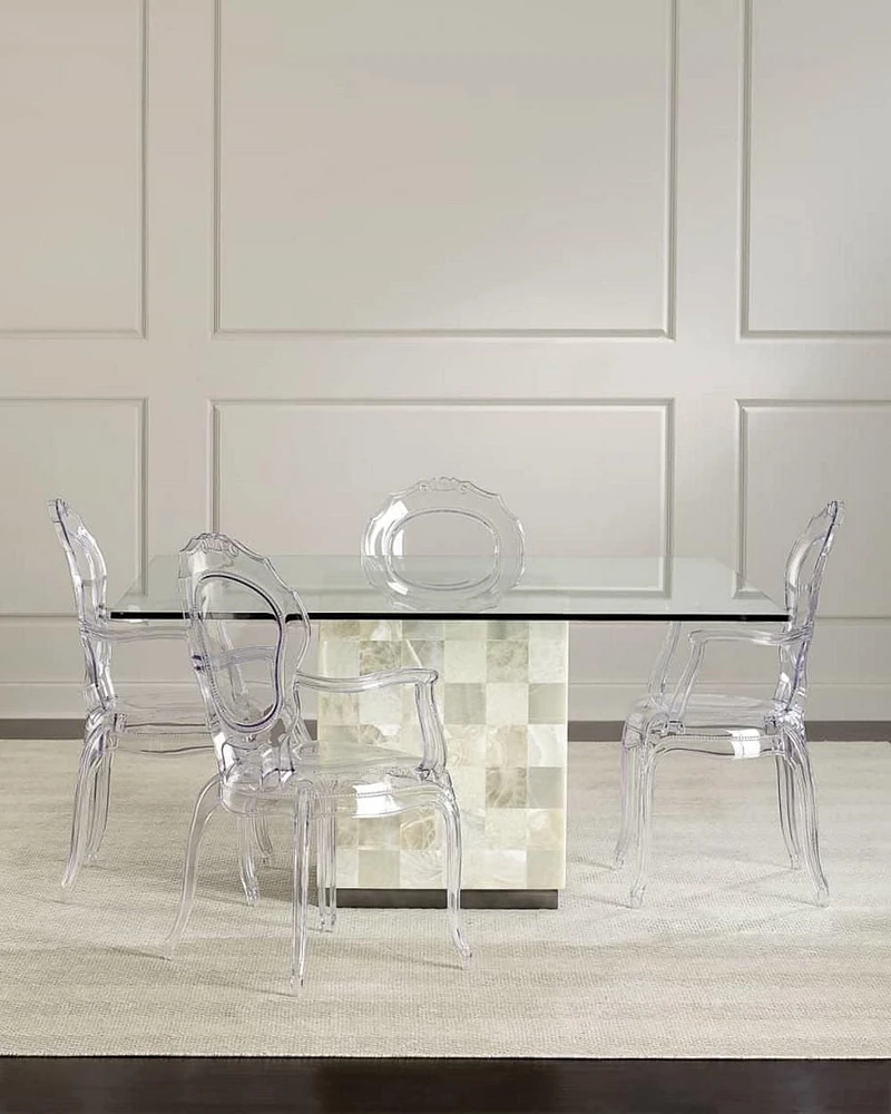 Heavenly Collection Clear Plastic Arm Chair Set of 6