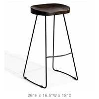 Counter Banjul Stool – Durable Design with Wood Seat and Black Matte Legs