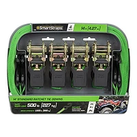 14' 1500 lb Padded Ratchet Tie Down 4 Pk Green, Pack of 4