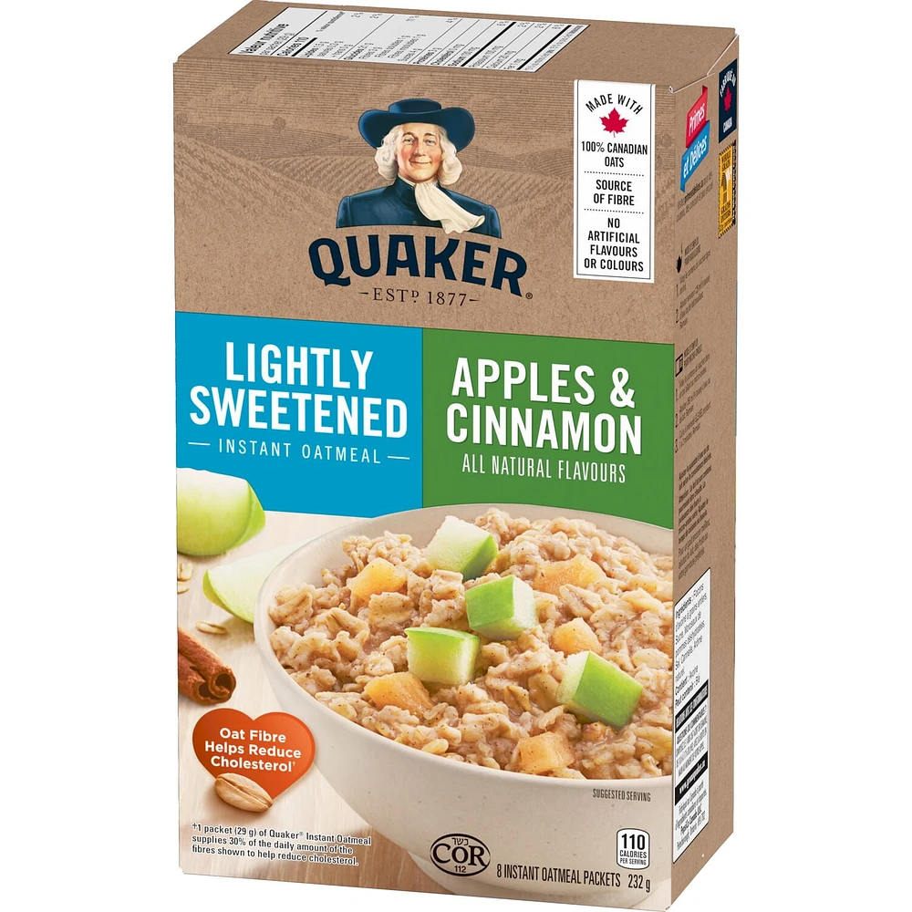 Quaker Lightly Sweetened Apples & Cinnamon Instant Oatmeal, 232g