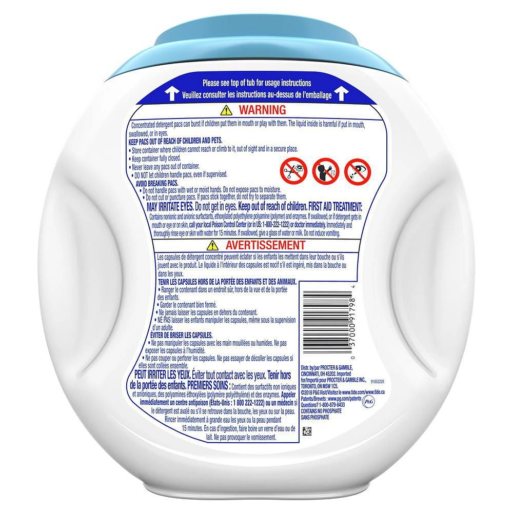 Détergent à lessive Tide PODS Free & Gentle, non parfumé 81 capsules
