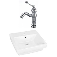 American Imaginations 20.5-in. W Semi-Recessed White Bathroom Vessel Sink Set For 1 Hole Center Faucet AI-22430